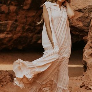 NWT Free People Pretty Cozy Lace Trimmed Maxi